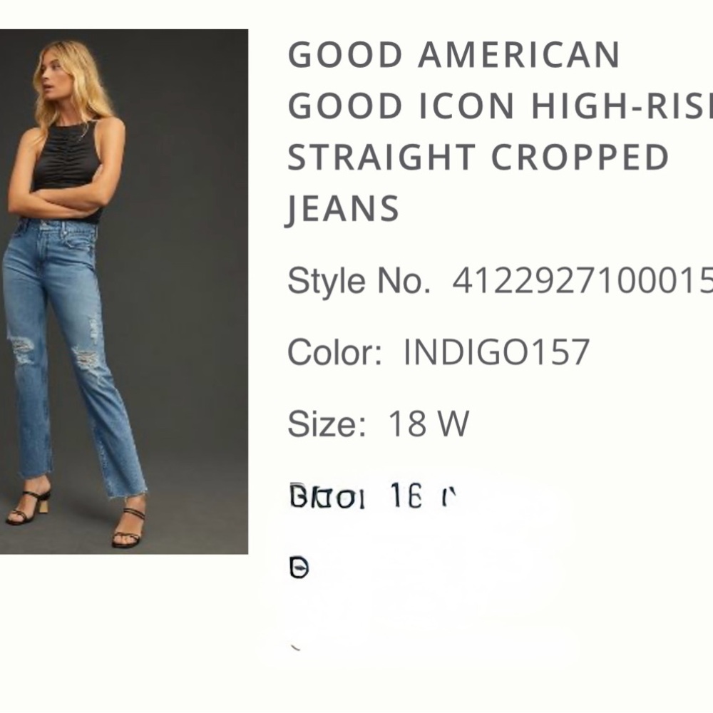 Good American Indigo Straight Leg Distressed Jeans